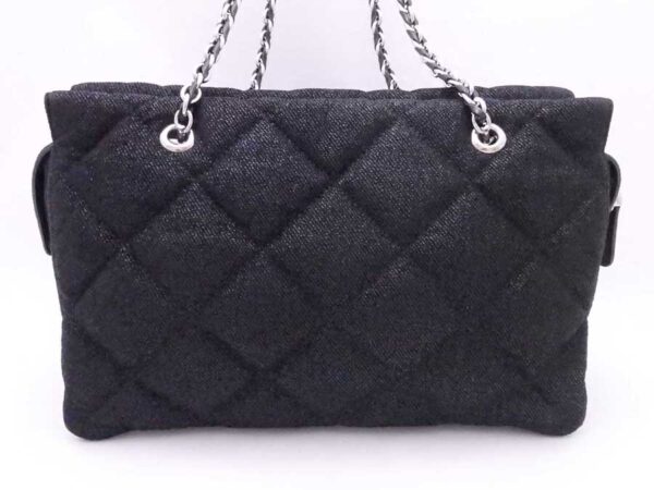 e53347g 2 Salvatore Ferragamo Rose Canvas Chain Shoulder Bag Black