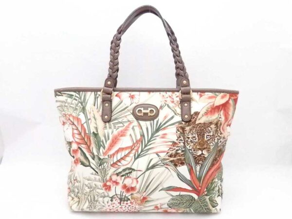 e53348i Salvatore Ferragamo Gancini Flower Leopard Handbag Multicolor