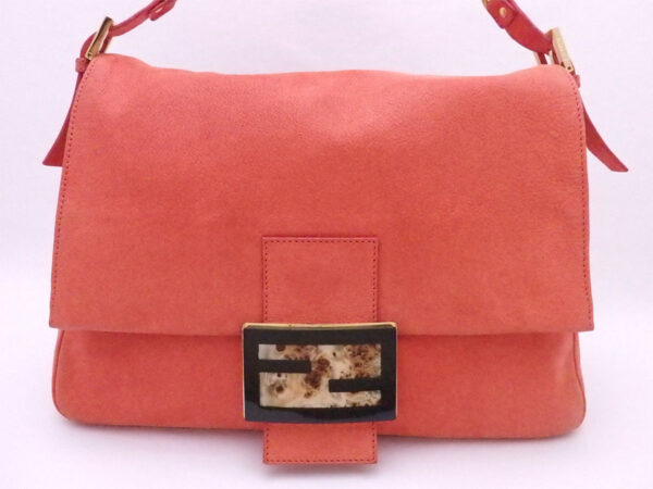 e53443a 1 Fendi Mamma Bucket Shoulder Bag Suede Orange