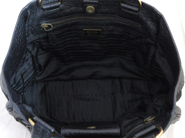 e53504i 3 Prada Shoulder Bag Nylon Leather Black Bronze