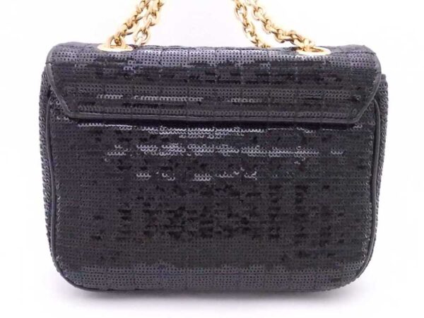 e53542a 2 Celine C Small Chain Shoulder Bag Sequins Leather Black