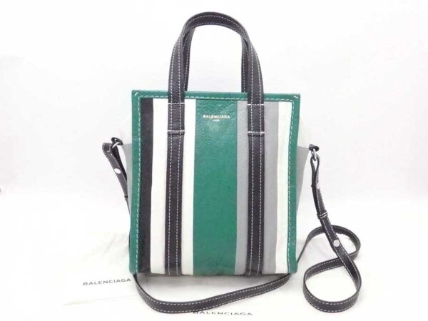 e53553f Balenciaga Leather Bazaar Shopper Bag Green Black White