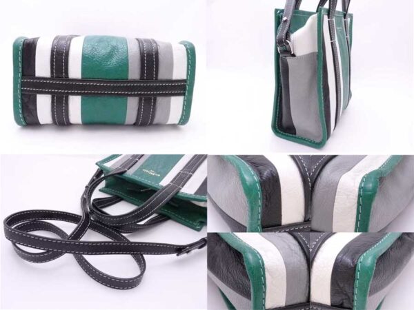 e53553f 4 Balenciaga Leather Bazaar Shopper Bag Green Black White