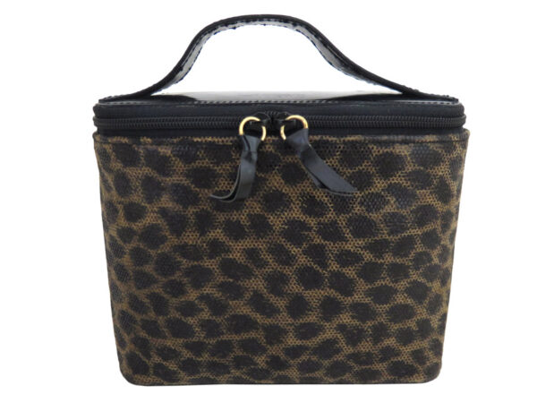 e53800 Loewe Leopard Nylon Leather Pouch Black Brown