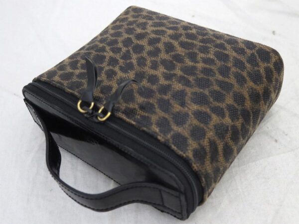 e53800 1 Loewe Leopard Nylon Leather Pouch Black Brown