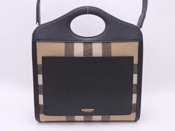 e53851g 2 Burberry Wool Leather Shoulder Handbag Beige