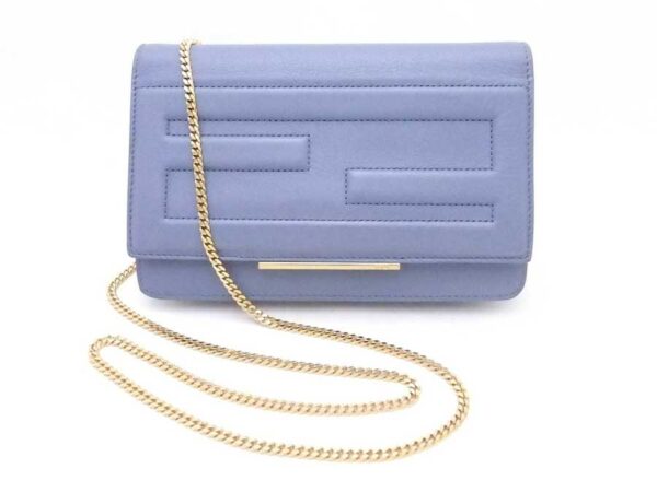 e53950a Fendi Chain Shoulder Wallet FF Leather Blue