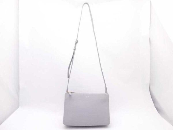 e53955f 1 Celine Trio Crossbody Shoulder Bag Leather Gray