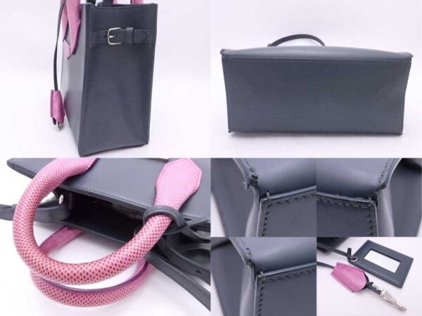 e54047i 4 Balenciaga Leather Shoulder Bag Gray Pink Purple