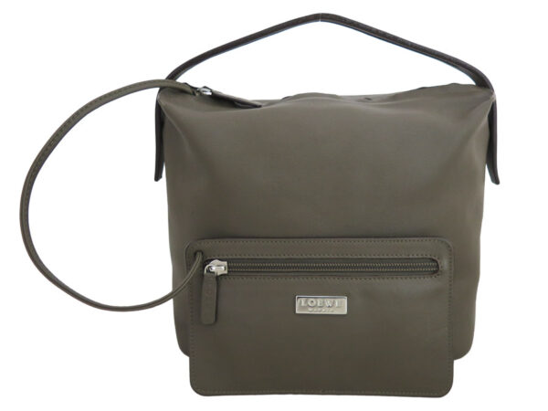 e54194a Loewe Leather Shoulder Bag Khaki Gray