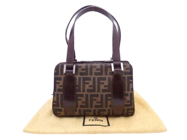 e54242a Fendi Zucca Handbag Canvas Leather Brown