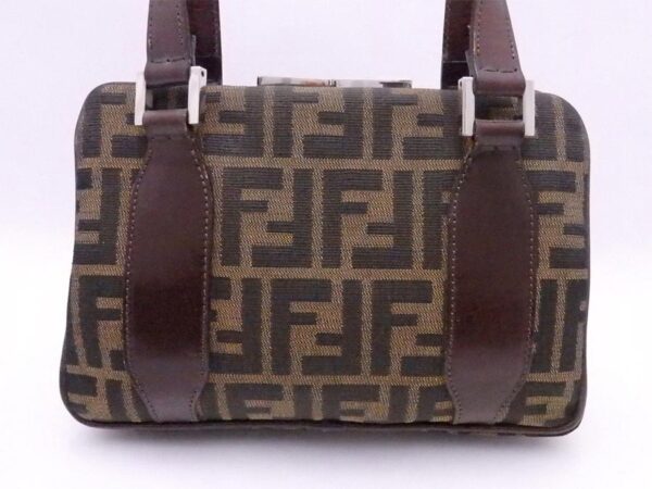 e54242a 2 Fendi Zucca Handbag Canvas Leather Brown