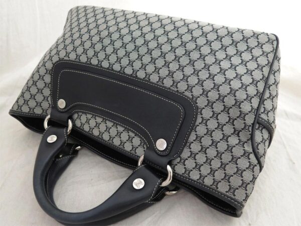 e54305f 1 Celine Macadam Boogie Handbag Canvas Leather Black