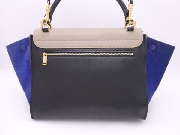 e54342f 2 Celine Trapeze Shoulder Bag Leather Suede Greige Black Blue