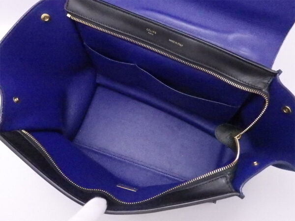 e54342f 3 Celine Trapeze Shoulder Bag Leather Suede Greige Black Blue