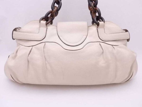 e54451a 2 Salvatore Ferragamo Gancini Wood Shoulder Bag White Brown