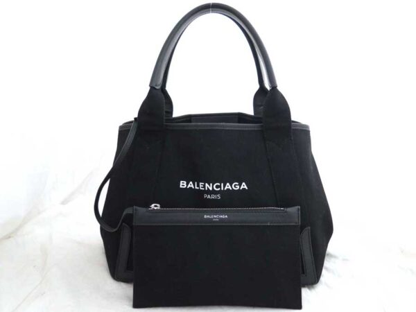 e54597g 1 Balenciaga Canvas Leather Tote Bag Black