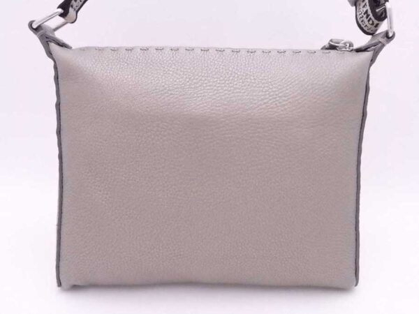 e54642g 2 Fendi Selleria Crossbody Shoulder Bag Leather Canvas Metallic Gray