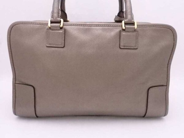 e54651a 2 Loewe Amazona Leather Handbag Metallic Khaki Gray