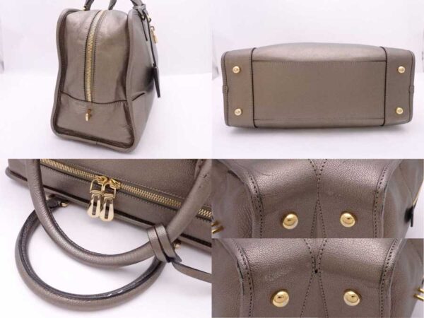 e54651a 4 Loewe Amazona Leather Handbag Metallic Khaki Gray