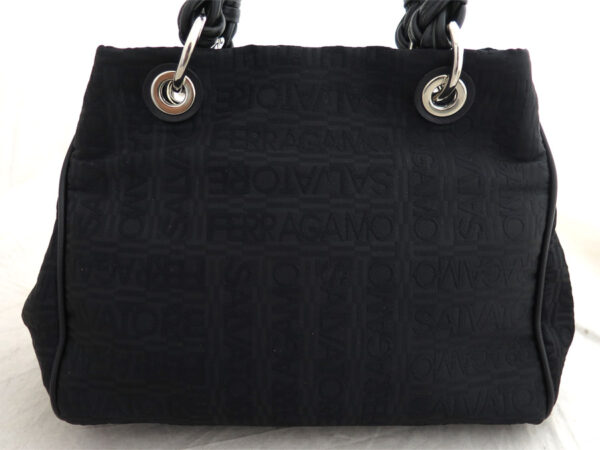 e54801a 2 Salvatore Ferragamo Canvas Leather Shoulder Bag Black