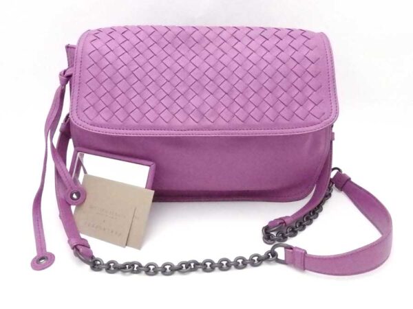 e54950a Bottega Veneta Intrecciato Leather Crossbody Shoulder Bag Purple Gunmetal