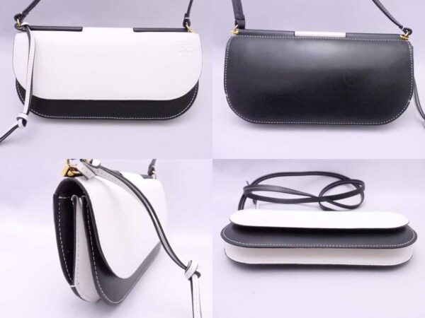 e54955a 2 c Loewe Gate Pochette Leather Shoulder Wallet Bag Black White