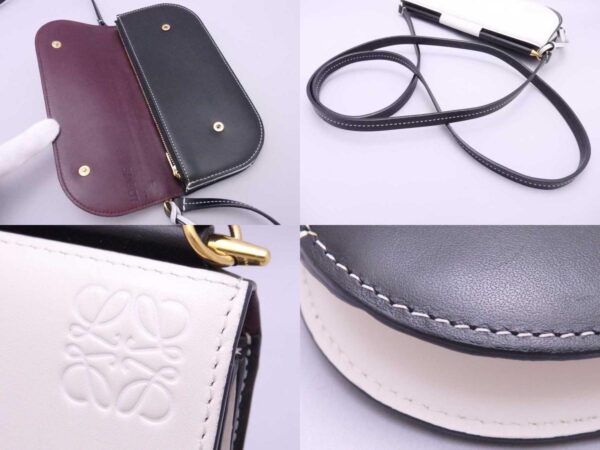 e54955a 6 c Loewe Gate Pochette Leather Shoulder Wallet Bag Black White