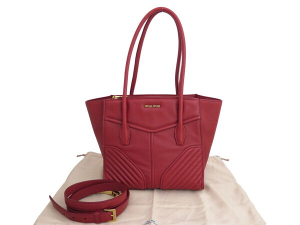 e54991a Miu Miu 2Way Bag Shoulder Leather Red