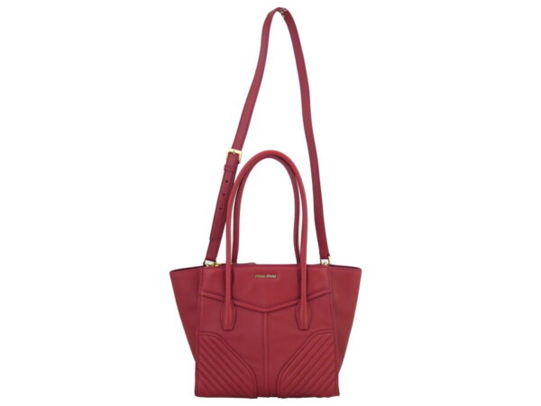 e54991a 1 Miu Miu 2Way Bag Shoulder Leather Red