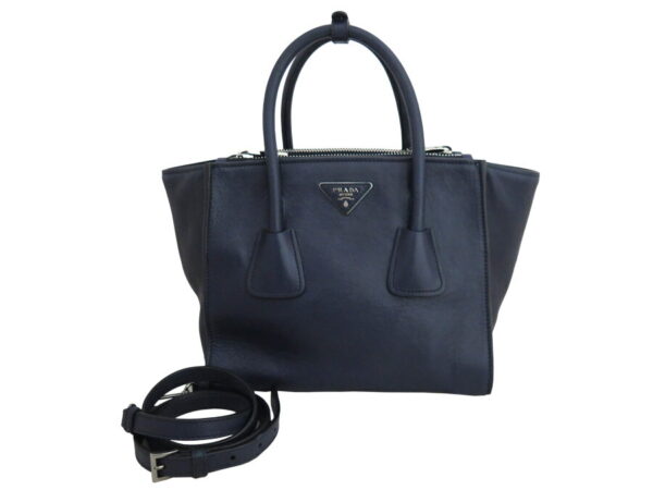 e54993g Prada 2Way Bag Shoulder Bag Leather Navy