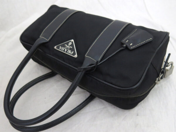 e54994a 1 Prada Handbag Nylon Leather Black