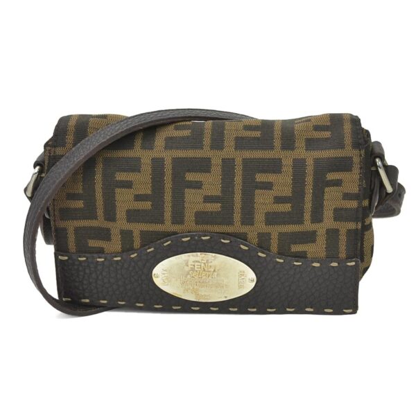 e55141f Fendi Zucca Selleria Crossbody Shoulder Bag Canvas Leather Brown