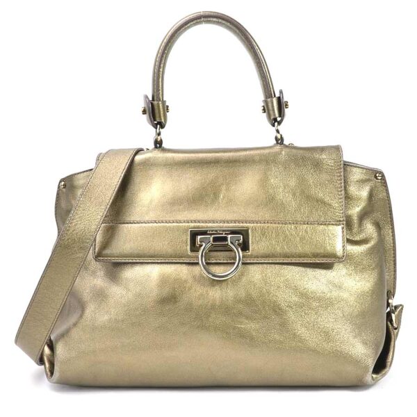 e55241f Salvatore Ferragamo Gancini Leather Shoulder Bag Khaki