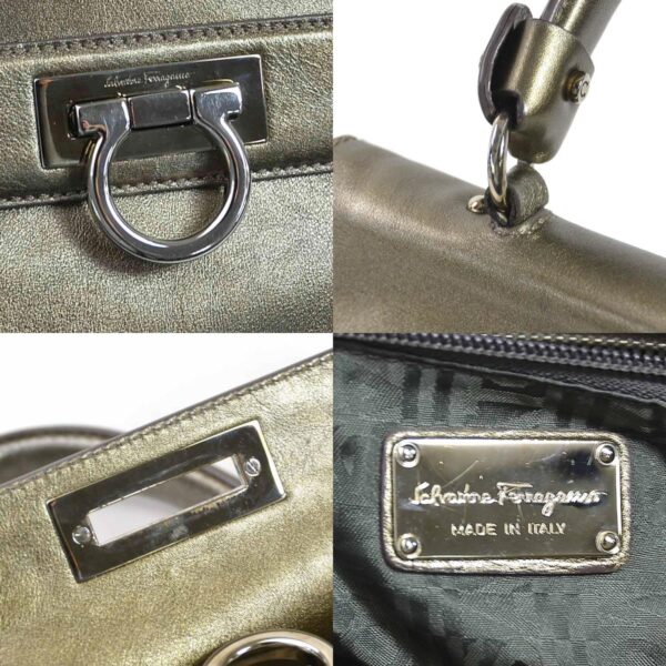 e55241f 9 c Salvatore Ferragamo Gancini Leather Shoulder Bag Khaki