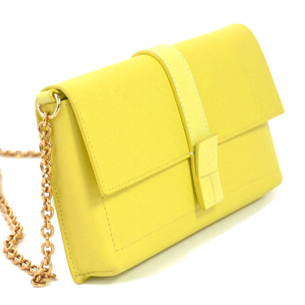 e55400a 1 Loewe Anagram Leather Chain Shoulder Bag Green Yellow