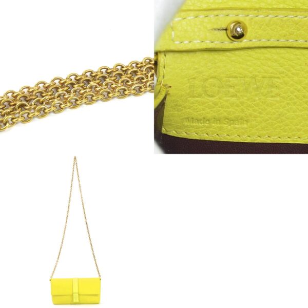 e55400a 10 c Loewe Anagram Leather Chain Shoulder Bag Green Yellow