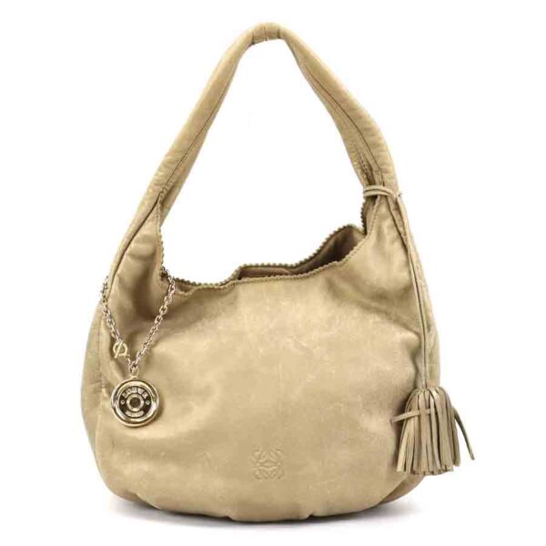 e55432a Loewe Anagram Tassel Leather Shoulder Bag Beige