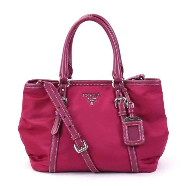 e55514g Prada Shoulder Bag Nylon Leather Magenta