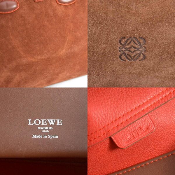 e55758g 10 c Loewe Anagram Suede Leather Handbag Brown