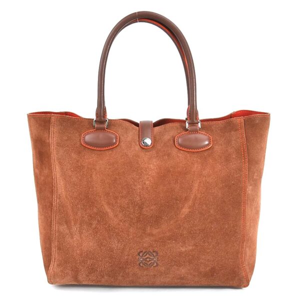 e55758g Loewe Anagram Suede Leather Handbag Brown