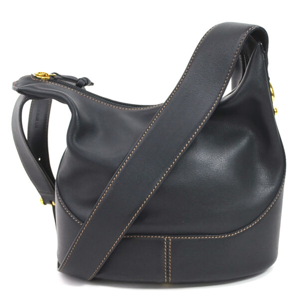 e55812g Loewe Leather Shoulder Bag Black