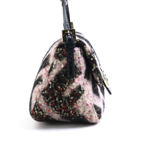 e55935f 1 Fendi Mini Mamma Bucket Bag Wool Sequins Patent Leather Pink