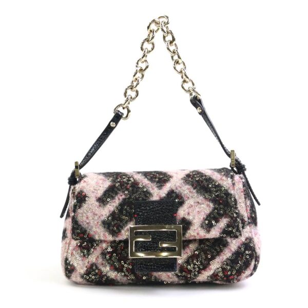 e55935f Fendi Mini Mamma Bucket Bag Wool Sequins Patent Leather Pink