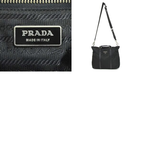 e56024a 13 c Prada Nylon Leather Shoulder Bag Black