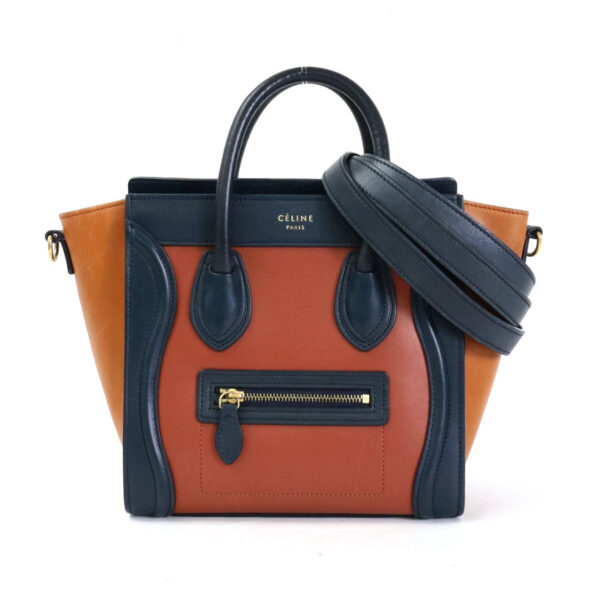 e56202f Celine Luggage Nano Shoulder Bag Leather Orange