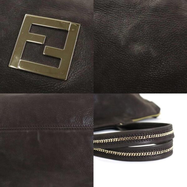 e56203i 6 c Fendi FF Shoulder Bag Leather Metallic Brown