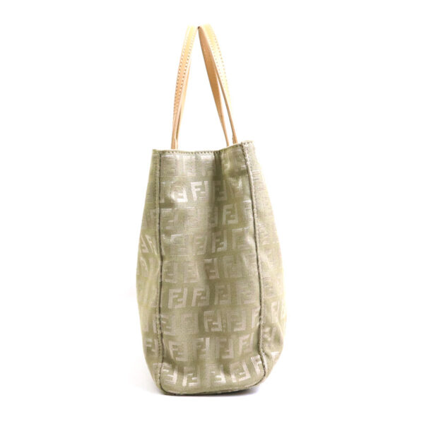 e56235i 1 Fendi Zucchino Handbag Canvas Leather Khaki Beige