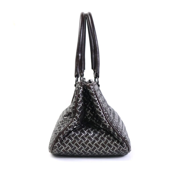 e56325a 1 Bottega Veneta Intrecciato Leather Handbag Brown Gray