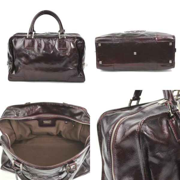 e56411a 2 c Loewe Amazona Patent Leather Handbag Burgundy